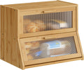 Large Bread Box Double Layer Bamboo Bread Box - Two-Level Counter
