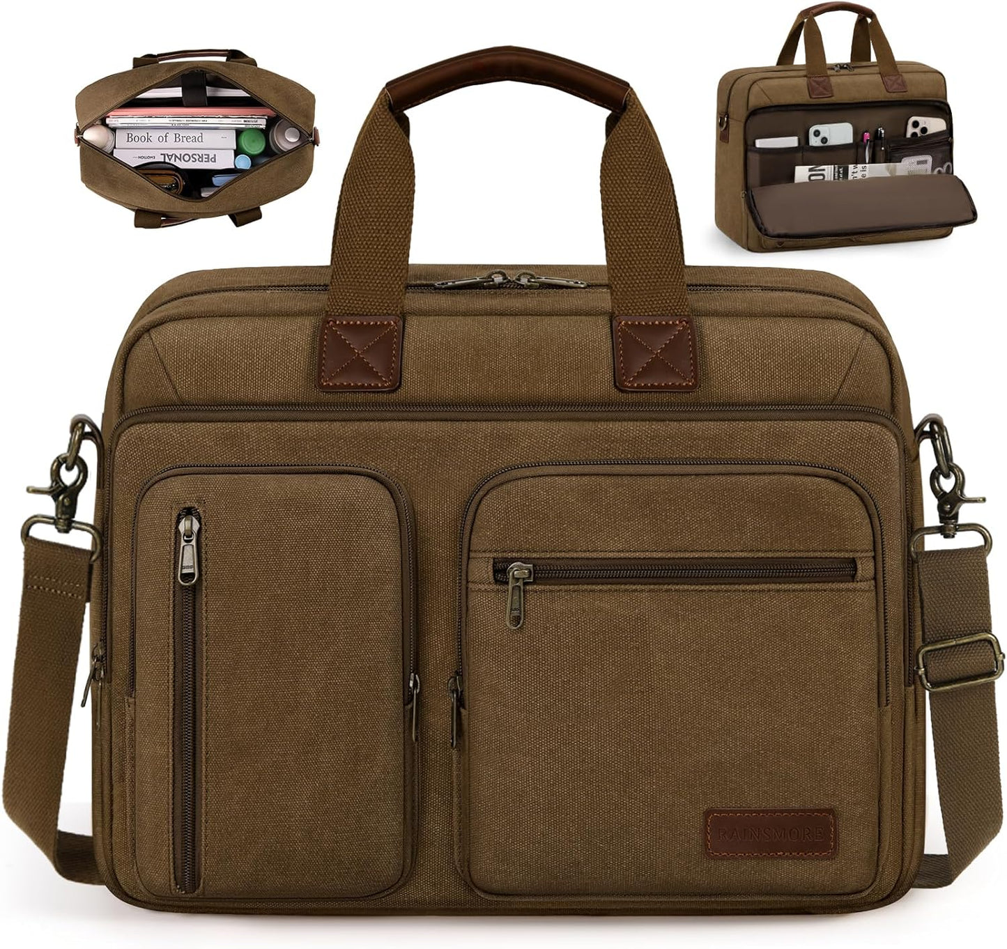 Mens Laptop Messenger Bag Waterproof Vintage Briefcase for Work