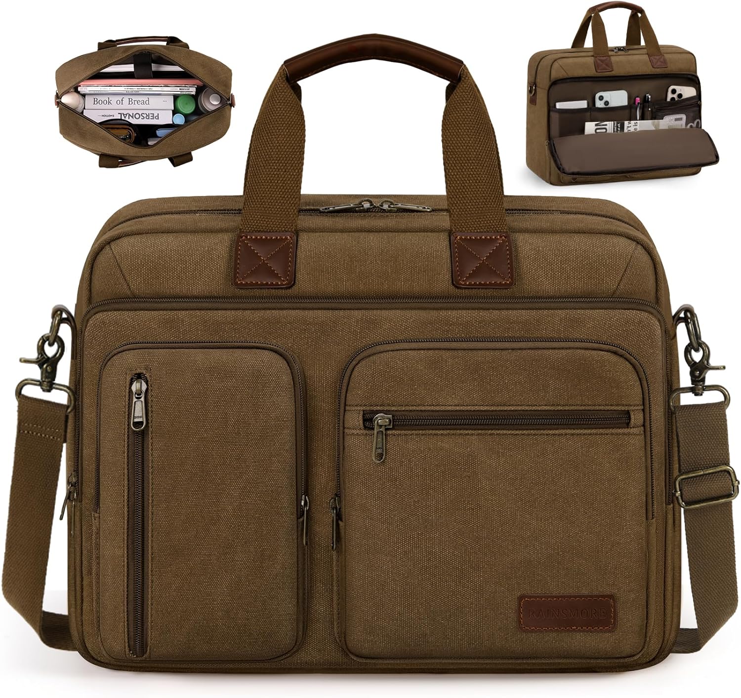 Mens Laptop Messenger Bag Waterproof Vintage Briefcase for Work