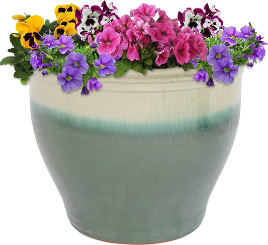 Sunnydaze Large Ceramic Plant Pot for Beautiful Outdoor Spaces