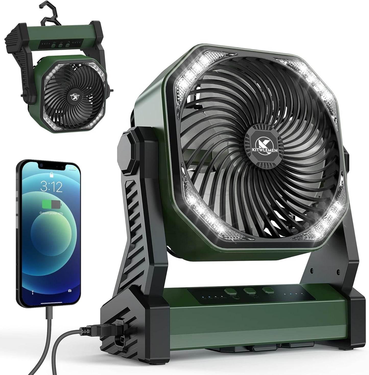 20000mAh Rechargeable Camping Fan & Light