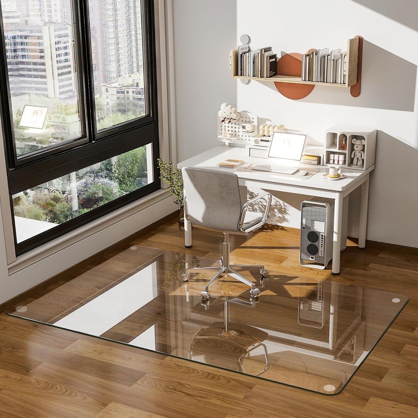 GLSLAND 36x55 Tempered Glass Chair Mat for Office Floors