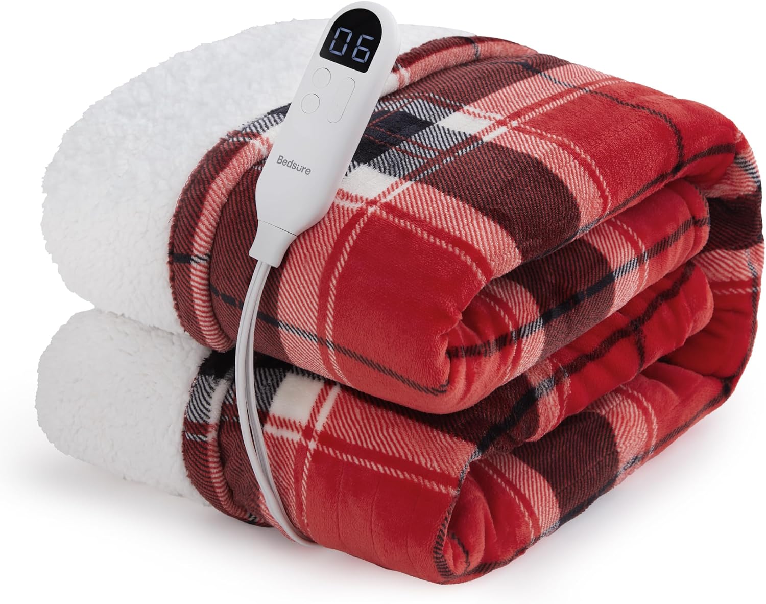 Bedsure Plaid Heated Blanket Twin - Cozy Electric Blanket Gift