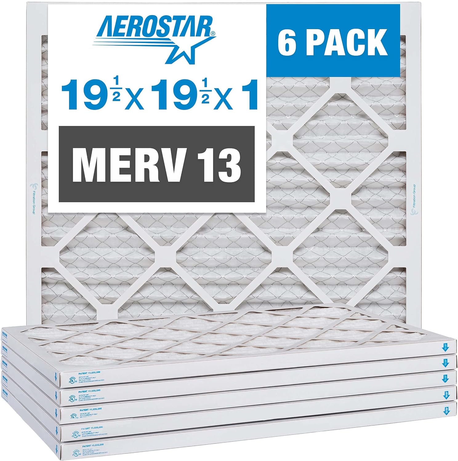 Aerostar MERV 13 Pleated Air Filter 6 Pack - Cleaner Indoor Air