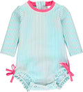 RuffleButts Seersucker Long Sleeve One Piece Rash Guard (Style 59DR)
