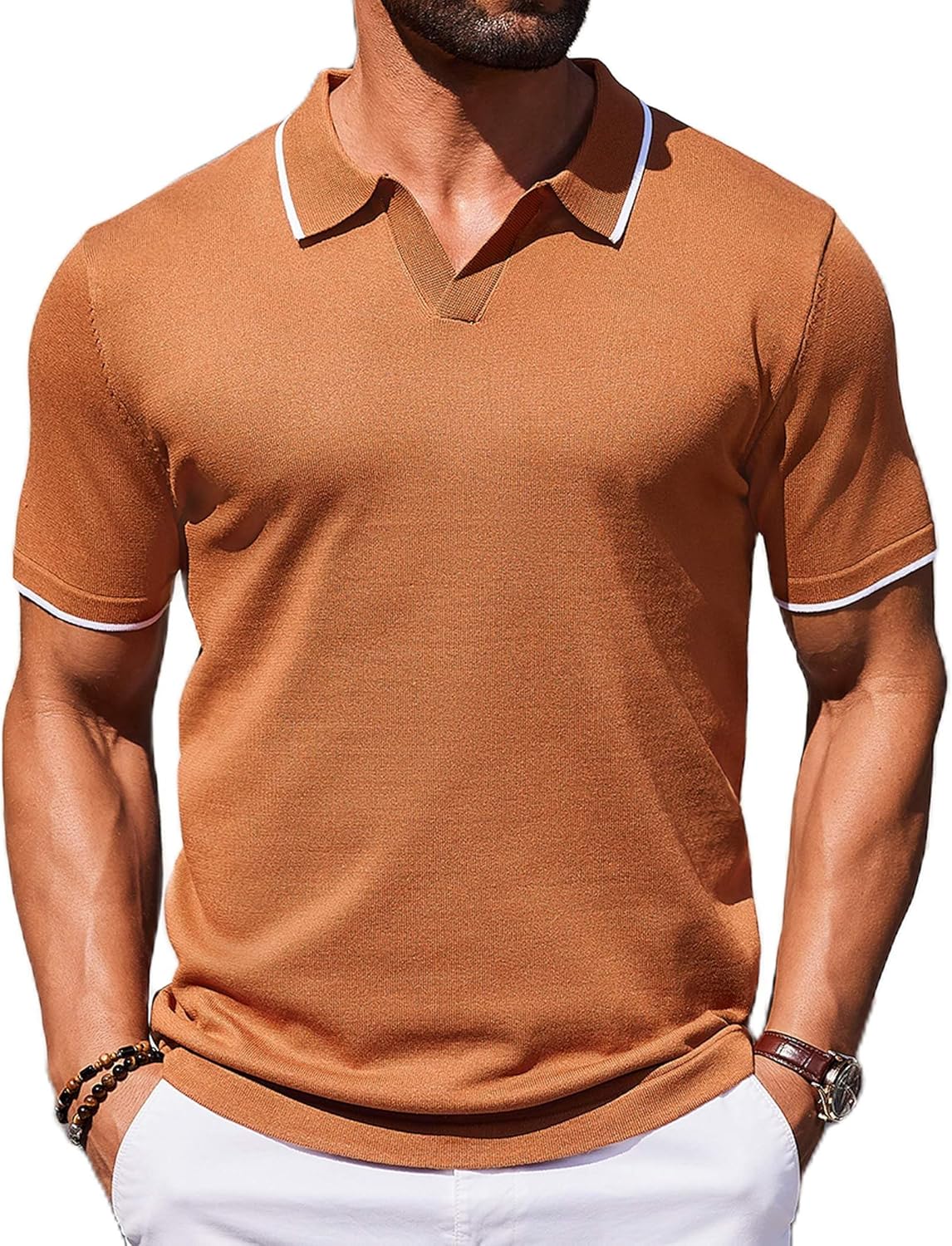 COOFANDY Mens Polo Shirts Short Sleeve Vintage Golf T Shirts