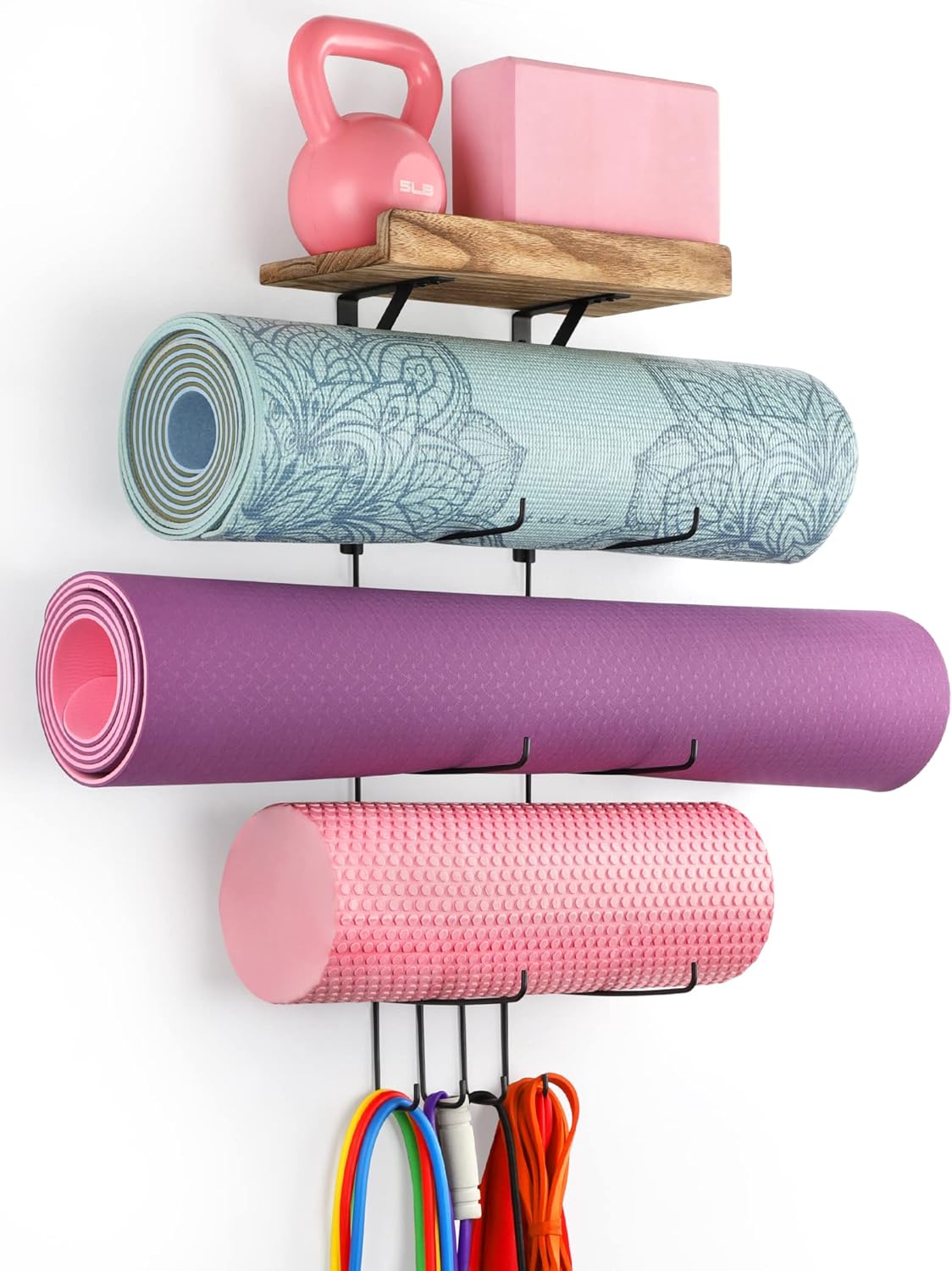 VINAEMO Wall Mount Yoga Mat Holder with Hooks