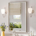Brushed Nickel Bathroom Mirror 24x36 in Beveled Frame - Rust-Resistant