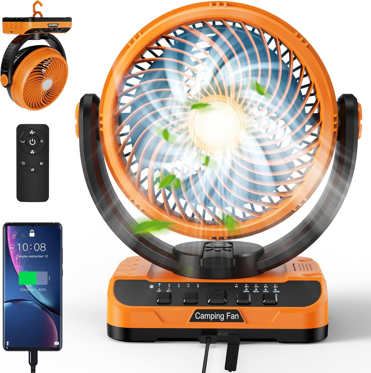 40000mAh Battery Operated Camping Fan for Outdoor Comfort