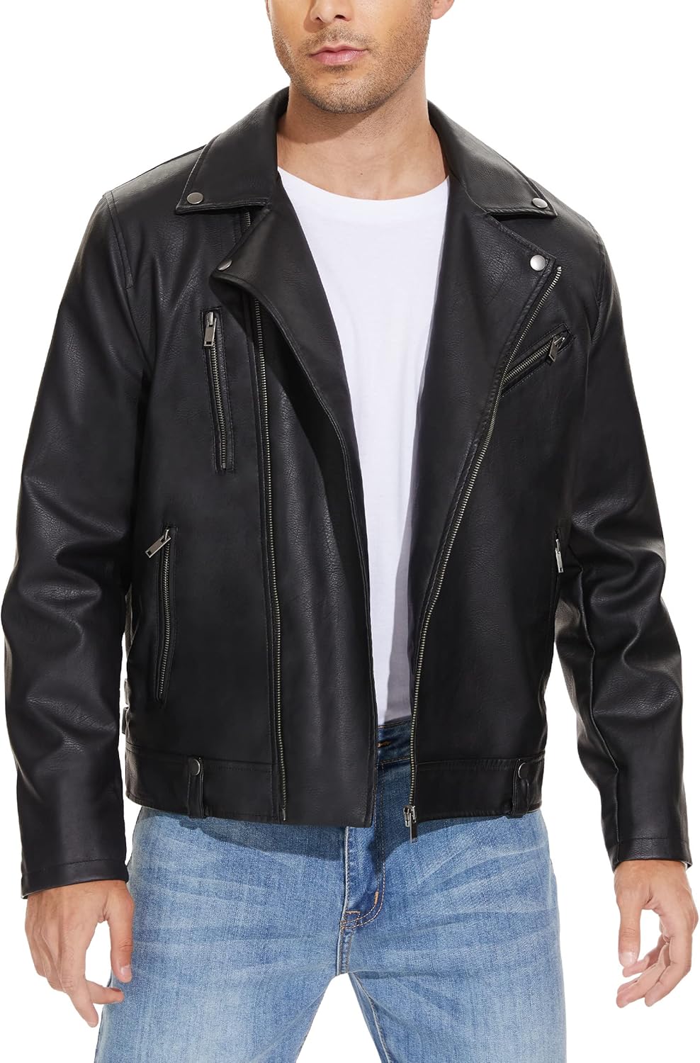 Fahsyee Leather Jackets for Men - Stylish Faux Bomber Jacket