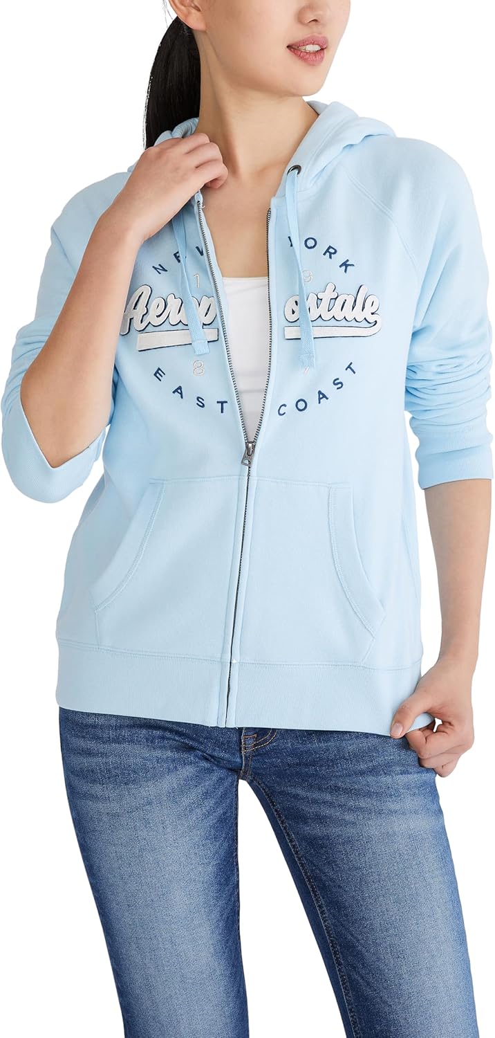 AEROPOSTALE womens Aero Logo Full Zip Hoodie for Comfort