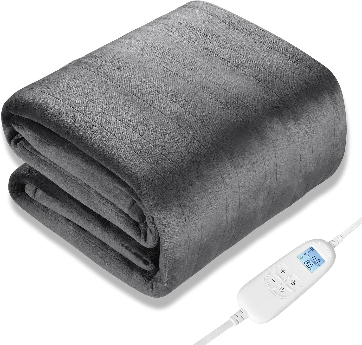 FIGERM Electric Heated Blanket | 6 Heat Levels | Fast Heating & Ultra Soft | Grey