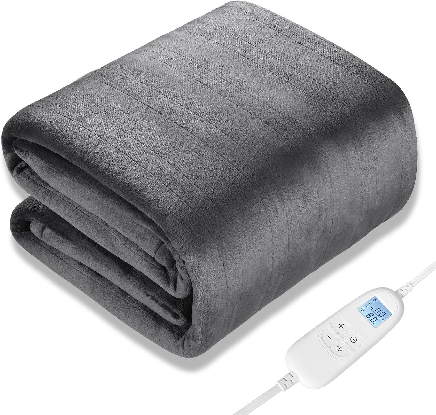 FIGERM Electric Heated Blanket | 6 Heat Levels | Fast Heating & Ultra Soft | Grey