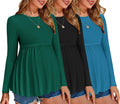 Maternity Tops 3 Pack Pleated Long Sleeve Tunics for Women - Soft Fit
