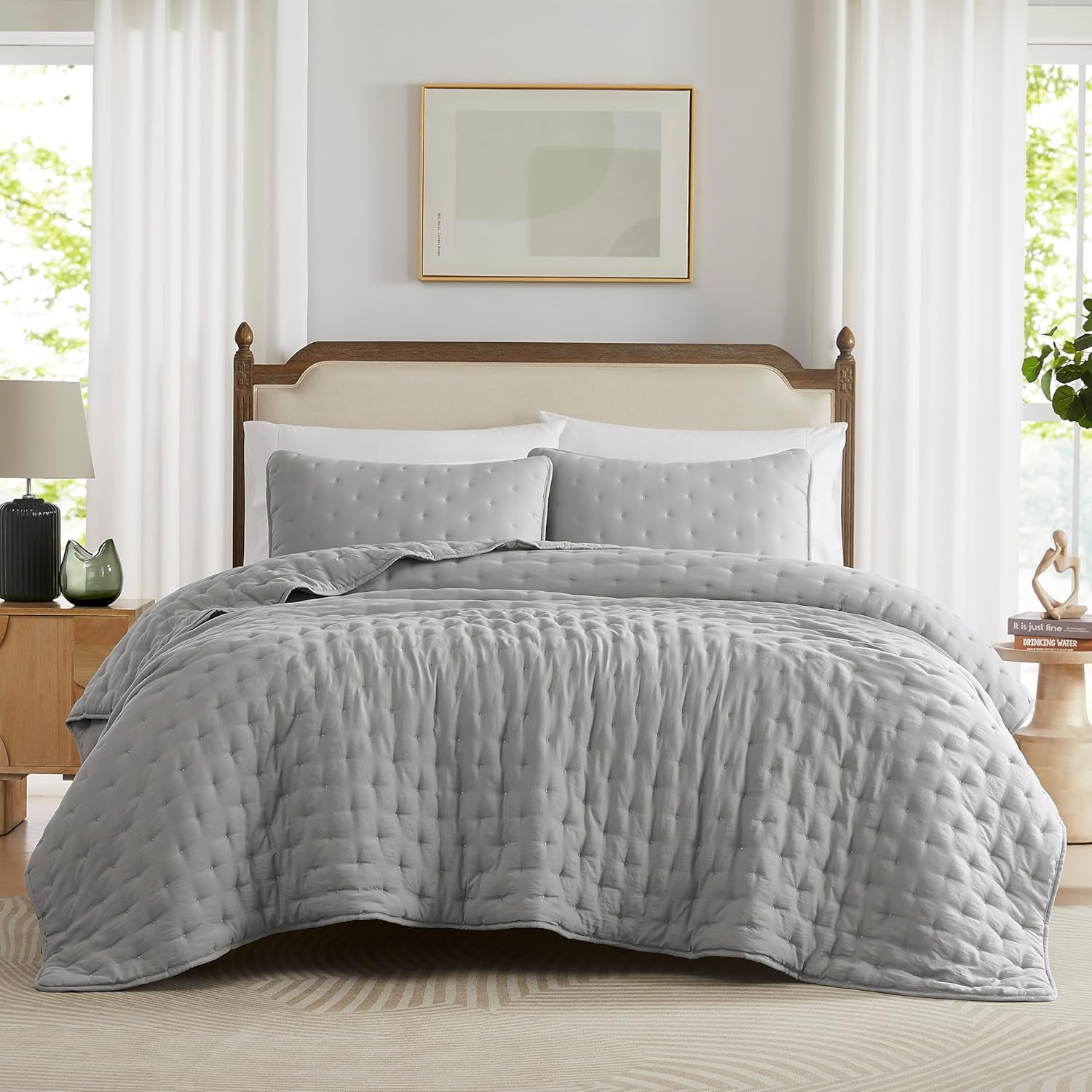 Dark Grey Cloud Quilt King Size Bedding Set for Cozy Comfort