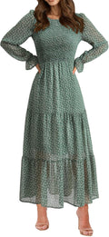 Wedding Guest Dresses For Women - Flowy Ruffle Hem Maxi Dress