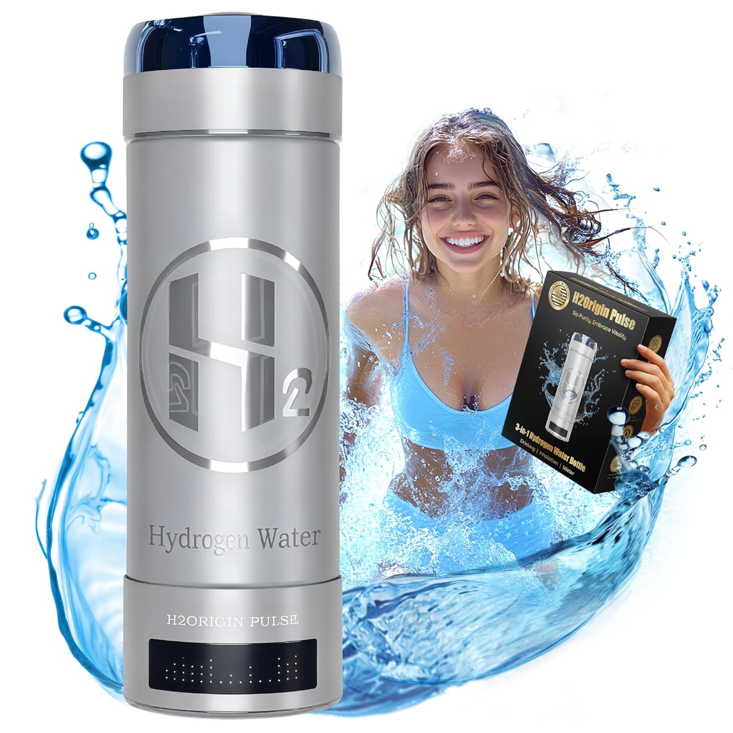 Hydrogen Water Bottle Generator with 9000 PPB Hydrogen Infusion