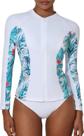 Women's Rashguard Swimsuit Zip Front UPF 50+ - Front Zipper Sun Shirt