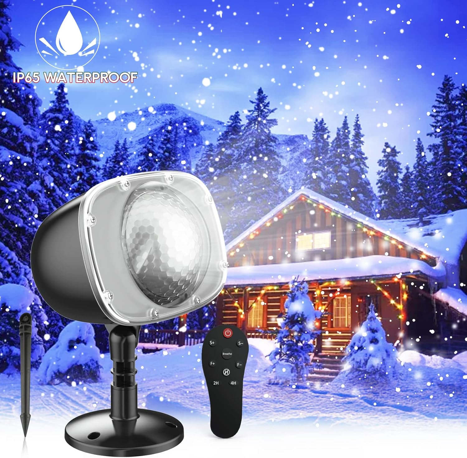 Remote Control Snowfall Projector: Festive Garden Decor