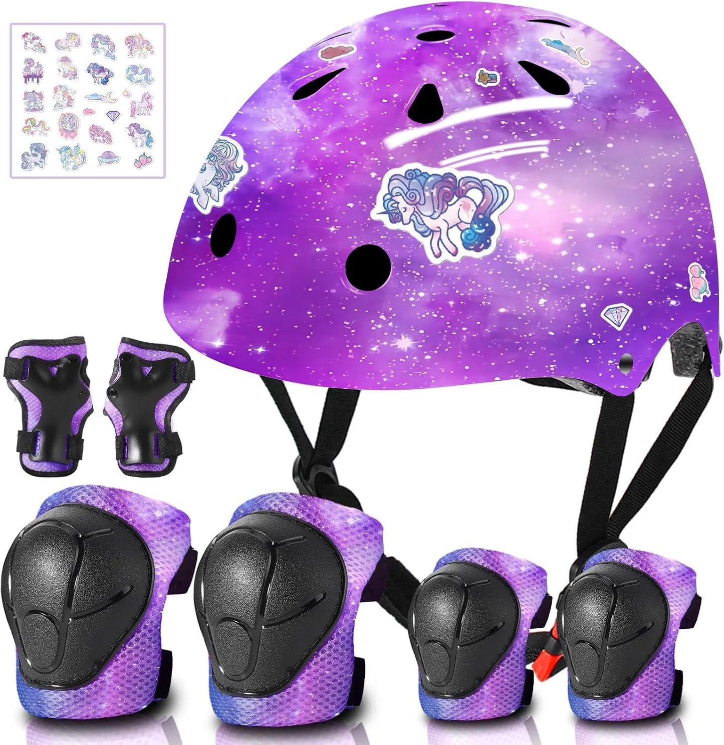 Adjustable Gradient Color Kids Bike Helmet with Protective Gear