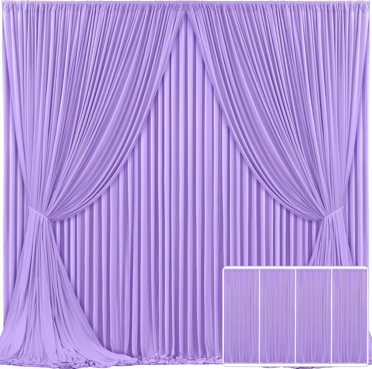 4 Panels Lavender Backdrop Curtain for Parties and Weddings