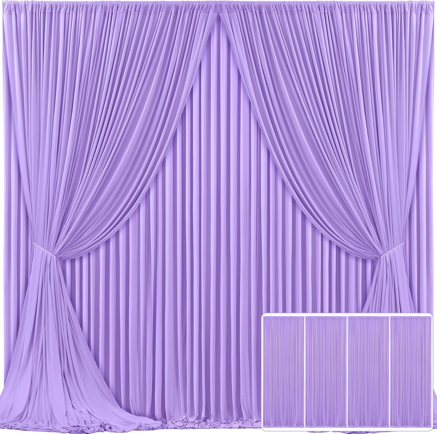 4 Panels Lavender Backdrop Curtain for Parties and Weddings
