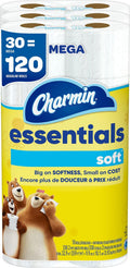 Charmin Essentials Soft Toilet Paper, 30 Mega Rolls - Long Lasting