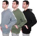 3 Pack Mens Lightweight Fleece Hoodies - Pockets for Active Men