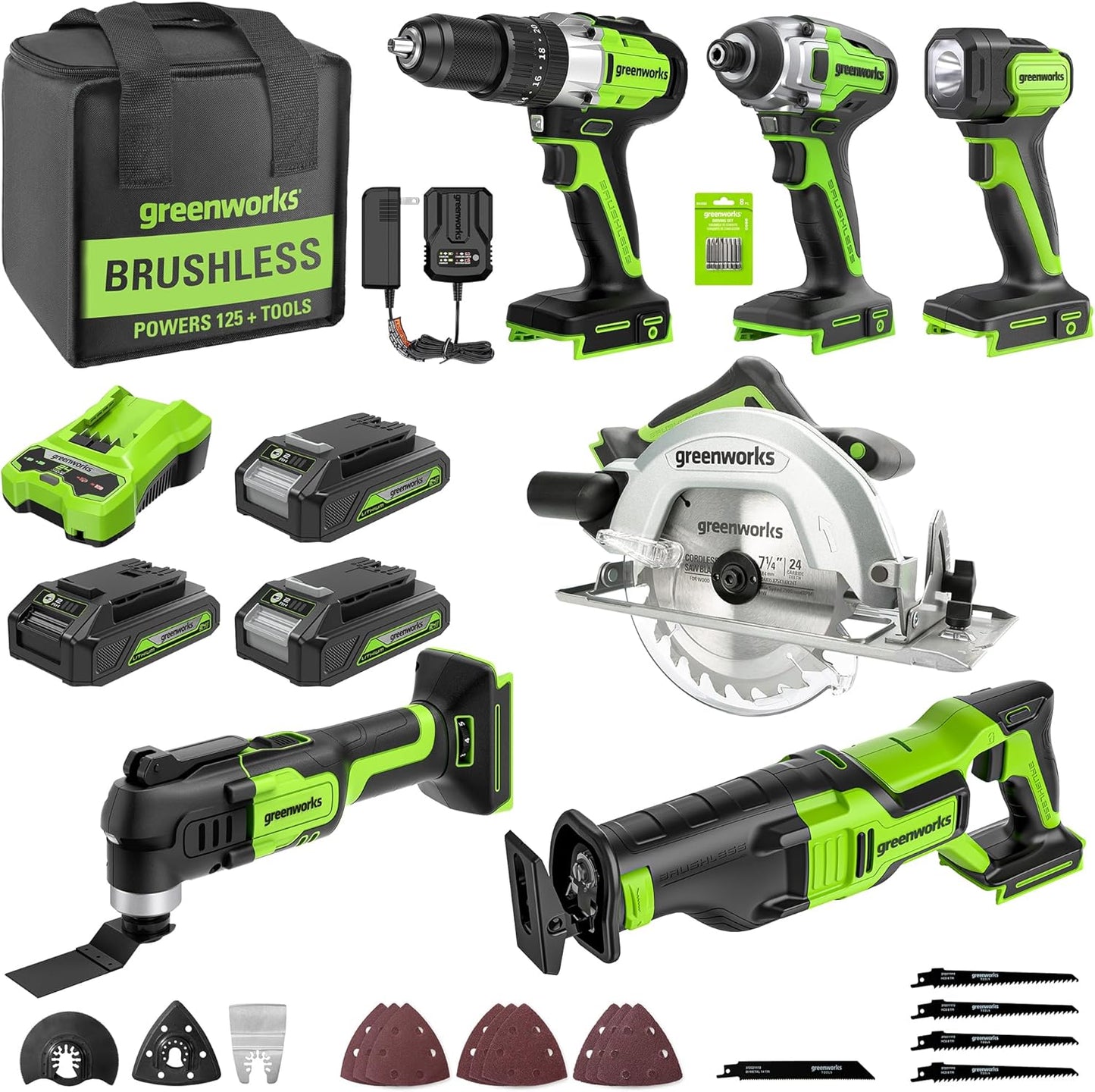 Greenworks 24V 6-pcs Combo Kit: Ultimate Power Tool Set