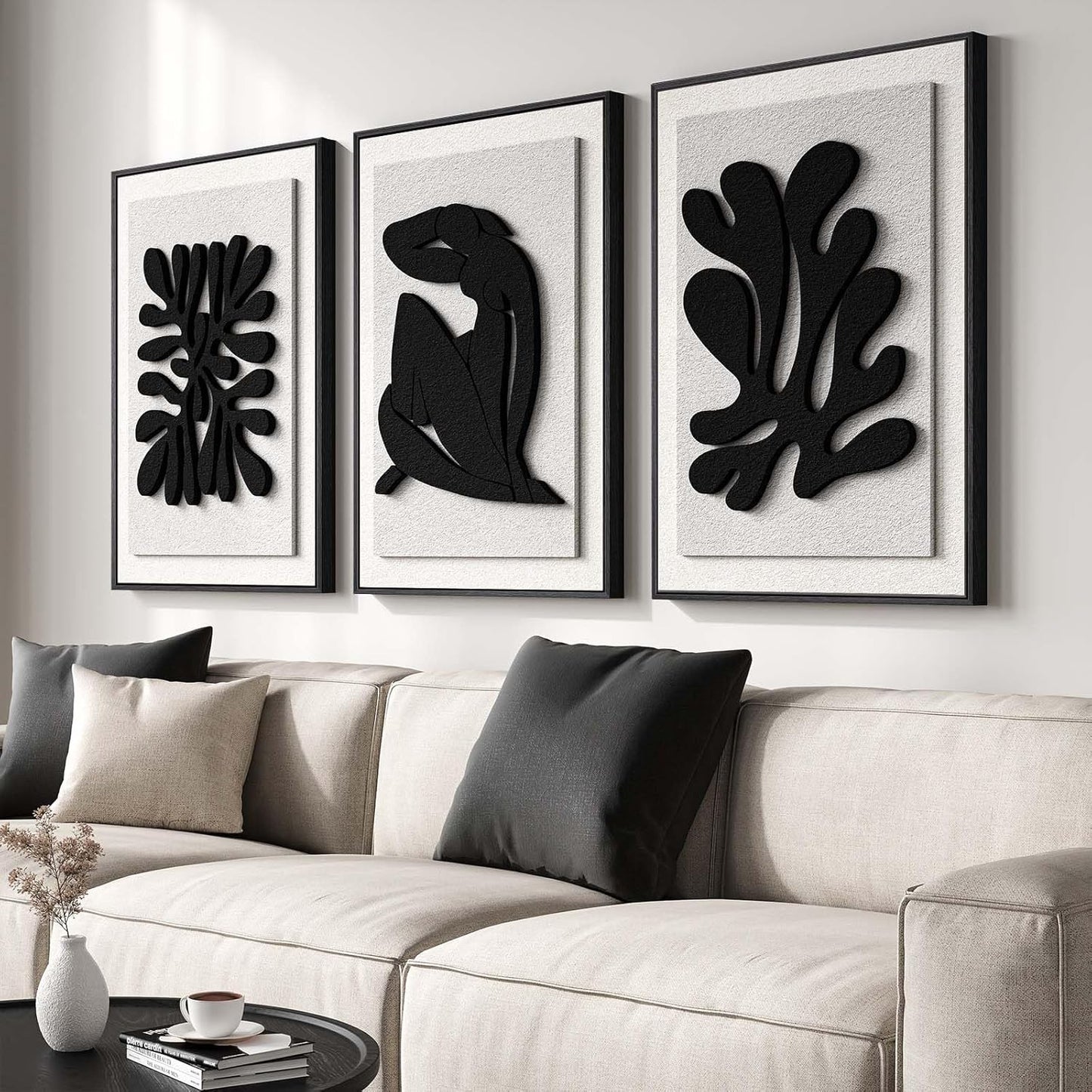 Large 3D Textured Framed Abstract Wall Art for Modern Spaces
