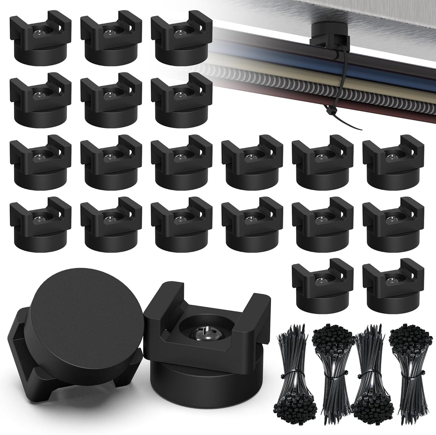 20Pcs Heavy Duty Magnetic Zip Tie Mount Kit for Cable Management