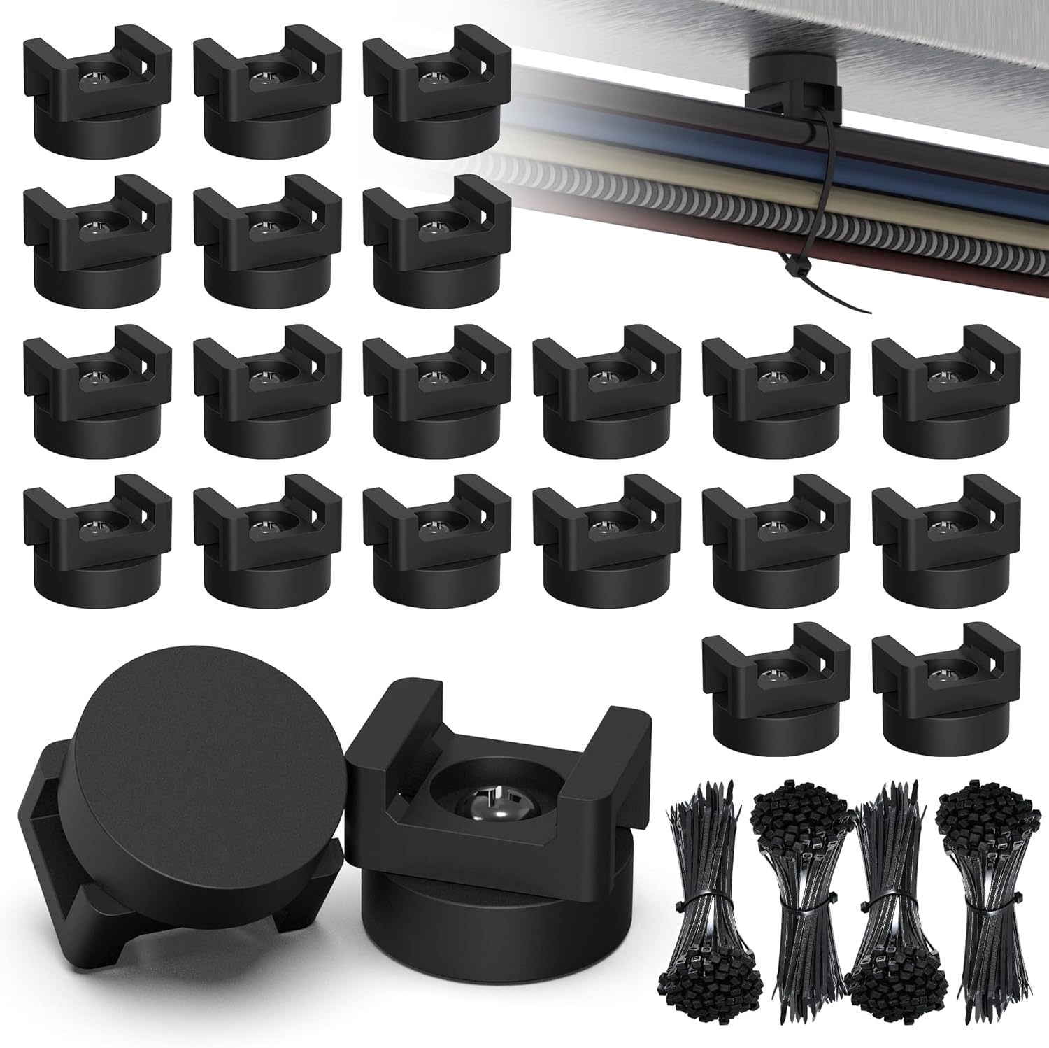 20Pcs Heavy Duty Magnetic Zip Tie Mount Kit for Cable Management