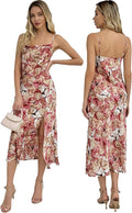 Elegant Satin Slip Cocktail Midi Dress for Women Events