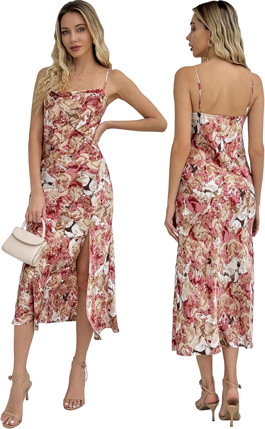Elegant Satin Slip Cocktail Midi Dress for Women Events