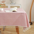 Striped Tablecloth Rectangle Cotton Linen Tablecloth 60 x 120 in