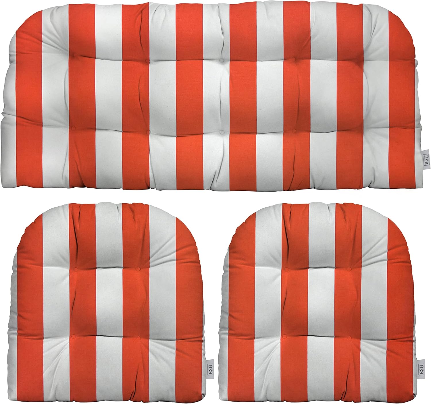 3-Piece Wicker Tufted Cushion Set for Outdoor Loveseat & Chairs