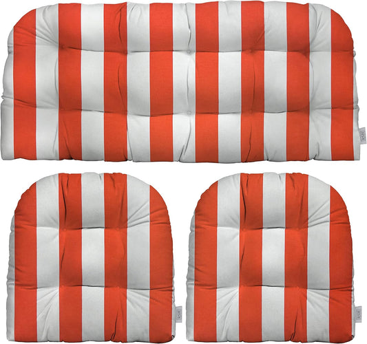3-Piece Wicker Tufted Cushion Set for Outdoor Loveseat & Chairs
