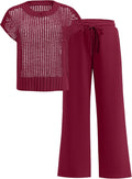 Sheer Knit Sweater Top and Bottom Set for Women in Crochet Design