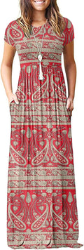 MISFAY Women Short Sleeve Loose Plain Maxi Dress - Comfortable Women's