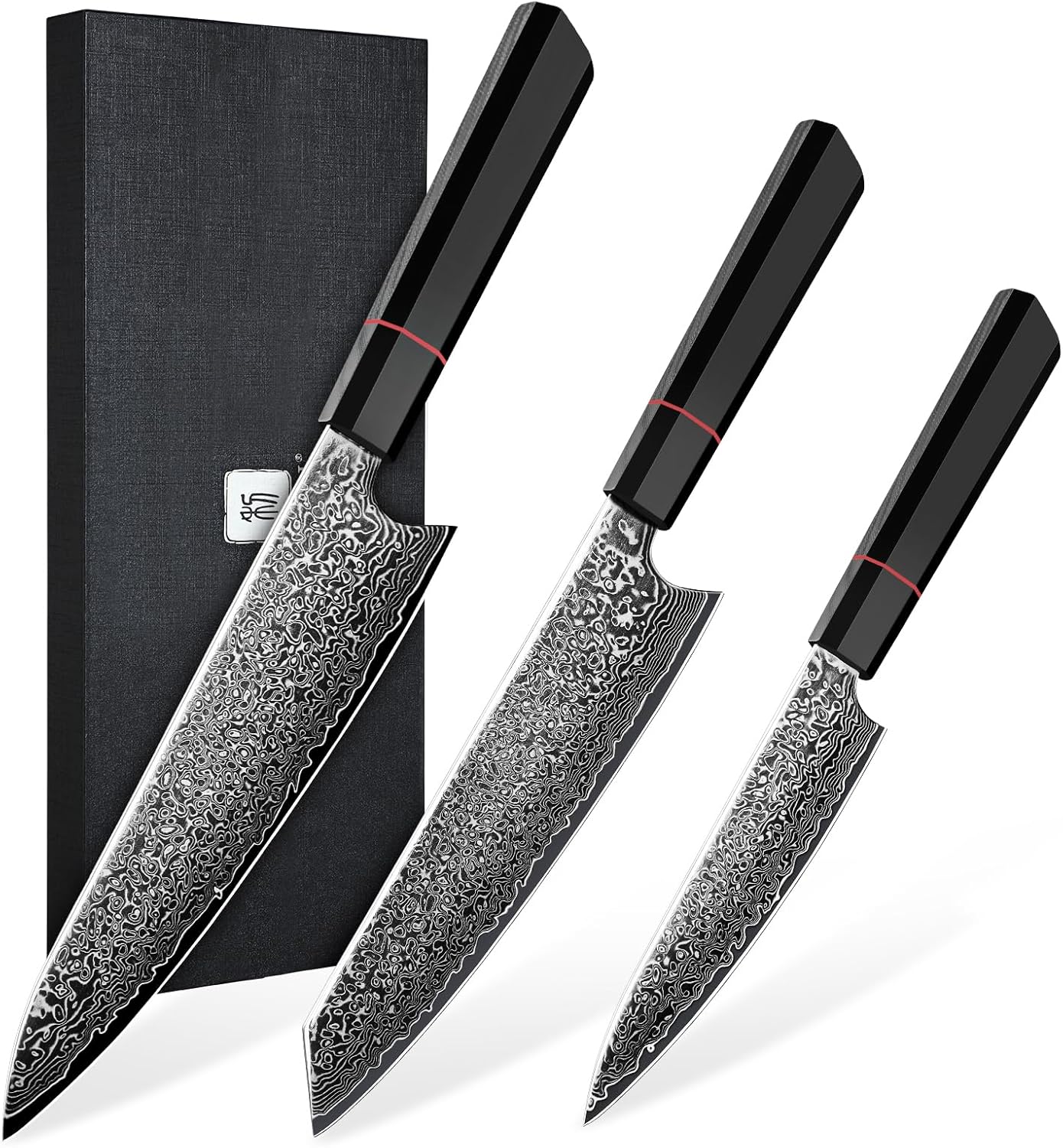TIVOLI Damascus Knife Set 3PCS for Professional Chefs
