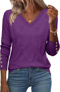Zeagoo Womens V Neck Ribbed Knit Pullover Sweater - Lightweight Tunics