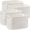 Shelf Baskets 4 Pack - Large Woven Cotton Storage Baskets for Shelves