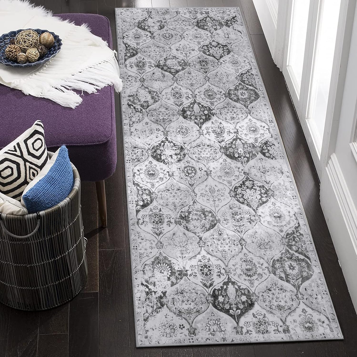 Lahome Moroccan Trellis Washable Runner Rug for Hallways 6 Feet