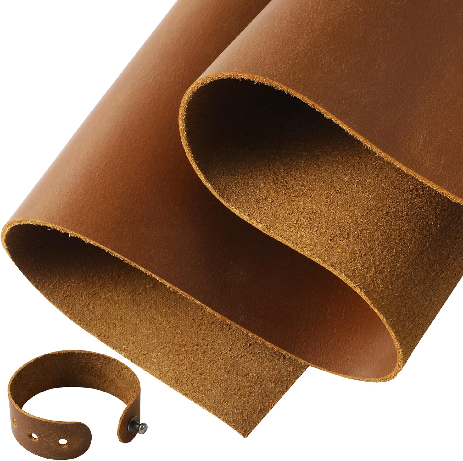 RingSun Genuine Leather Sheets for Crafts - Bourbon Brown 24in