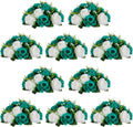 Flower Wedding Centrepieces 10 Pcs 9.5in Teal White Rose Balls