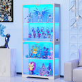 Display Cabinet with Glass Doors, 4-Tier Curio Cabinet - LED Sensor