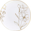White Plastic Floral Design Party Plates With Gold Rim - Elegant