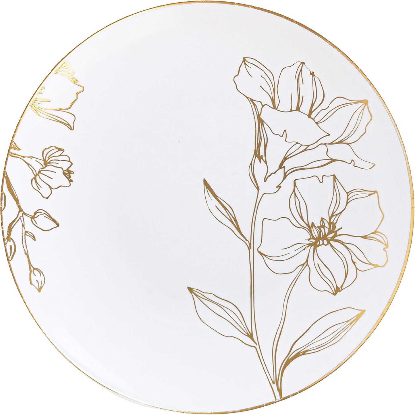 Elegant Disposable Floral Design Party Plates With Gold Rim