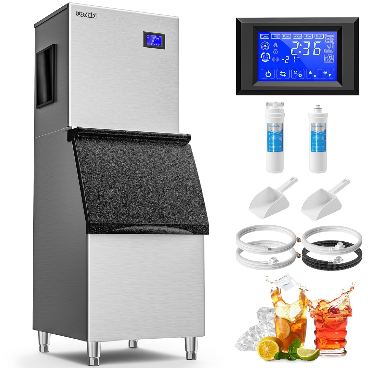 Fast Ice Production: Coolski 550lbs Commercial Ice Maker