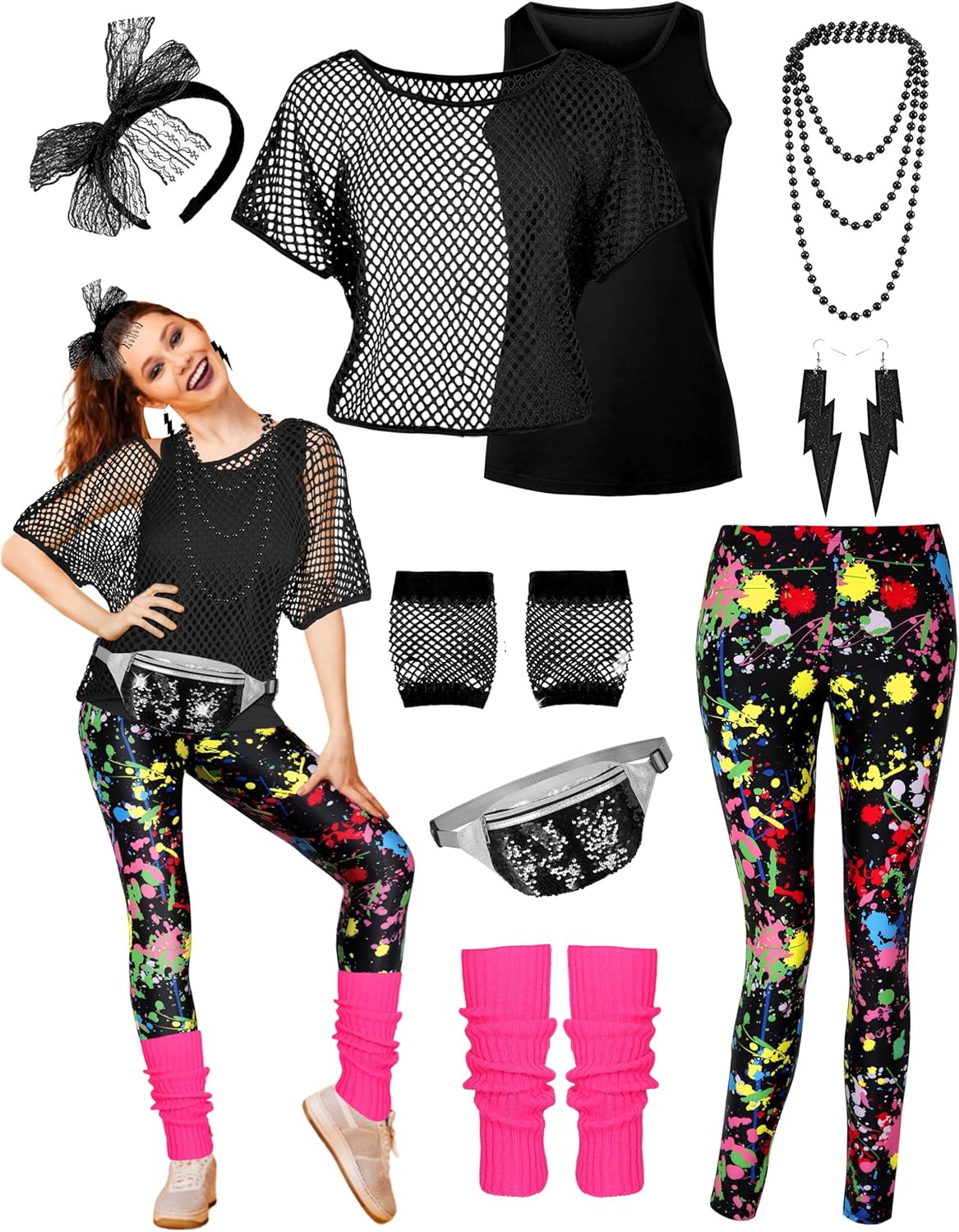 CICOCI 80s 90s Outfit For Women Retro Party Costume Set